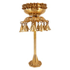 Artvarko Brass Designer Ethnic Carved Decorative Urli Big Beautiful Handcrafted Bowl for Floating Flowers and Tea Light Candles Height: 16 inch