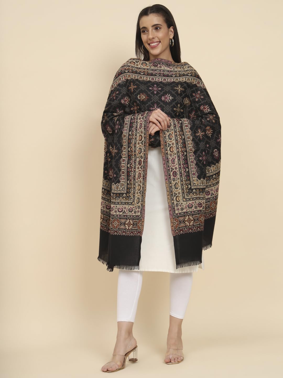 Pashmoda Women Zarif Woven Design Jamawar Shawl (Size 101X203 CM)