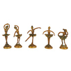 ARTVARKO Brass Beautiful Dancing Lady Idol Home Décor Showpieces Ladies Statue Set of 5 Statues.(Greenish Gold)