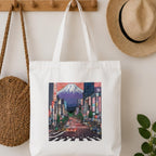 Adorvue Tokyo Japanese Cityscape Art Printed Tote Bag Stylish Eco-Friendly Cotton Handbags, Canvas Bags for College, Shopping, Office, Travel, Grocery Runs, Beach Day and Casual Outings Pack of 1