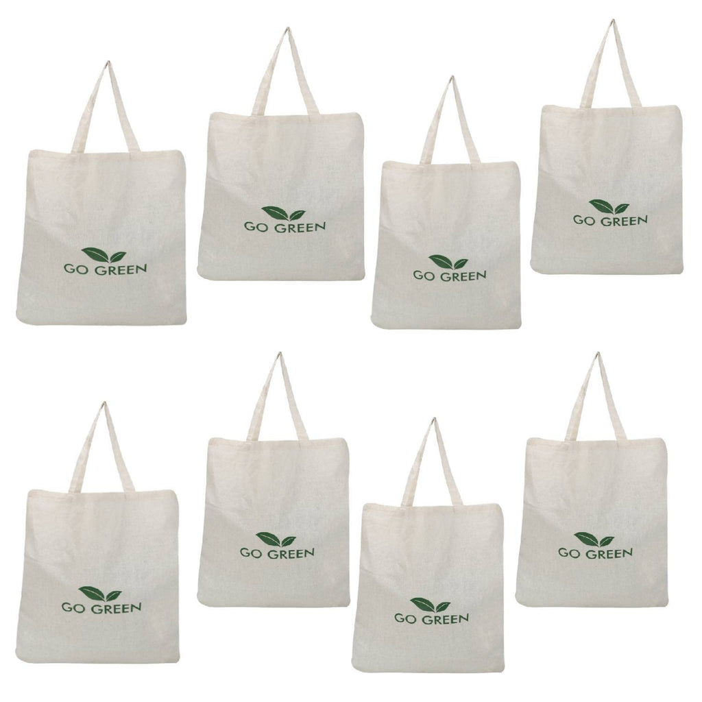 DOUBLE R BAGS Cotton Reusable Cotton Carry Bag | Eco-Friendly Grocery Shopping/Tote Bag. (GreenLife, Pack of 4)