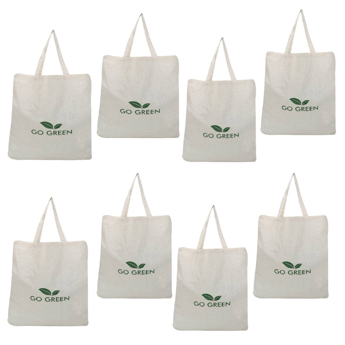 DOUBLE R BAGS Cotton Reusable Cotton Carry Bag | Eco-Friendly Grocery Shopping/Tote Bag. (GreenLife, Pack of 8)
