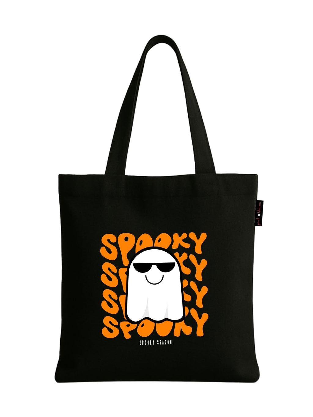 Peach Blossom Women's Printed Cotton Zipper Tote Bags (BLK - SPOOGY)