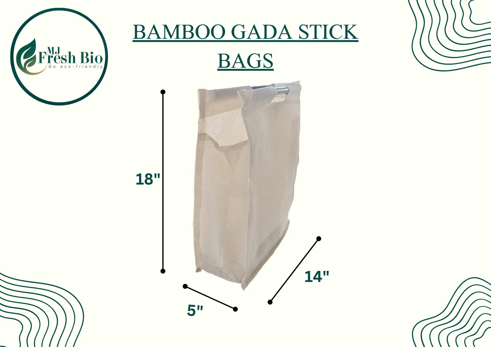 BambooStick Cotton Tote Bag | Reusable Shopping Cloth Bag for Grocery | Lightweight & Stylish | Stiff Cotton 125 GSM | Eco-Friendly & Spacious | Ideal for Shopping (Pack of 5, 16 x 19 +5. 5)