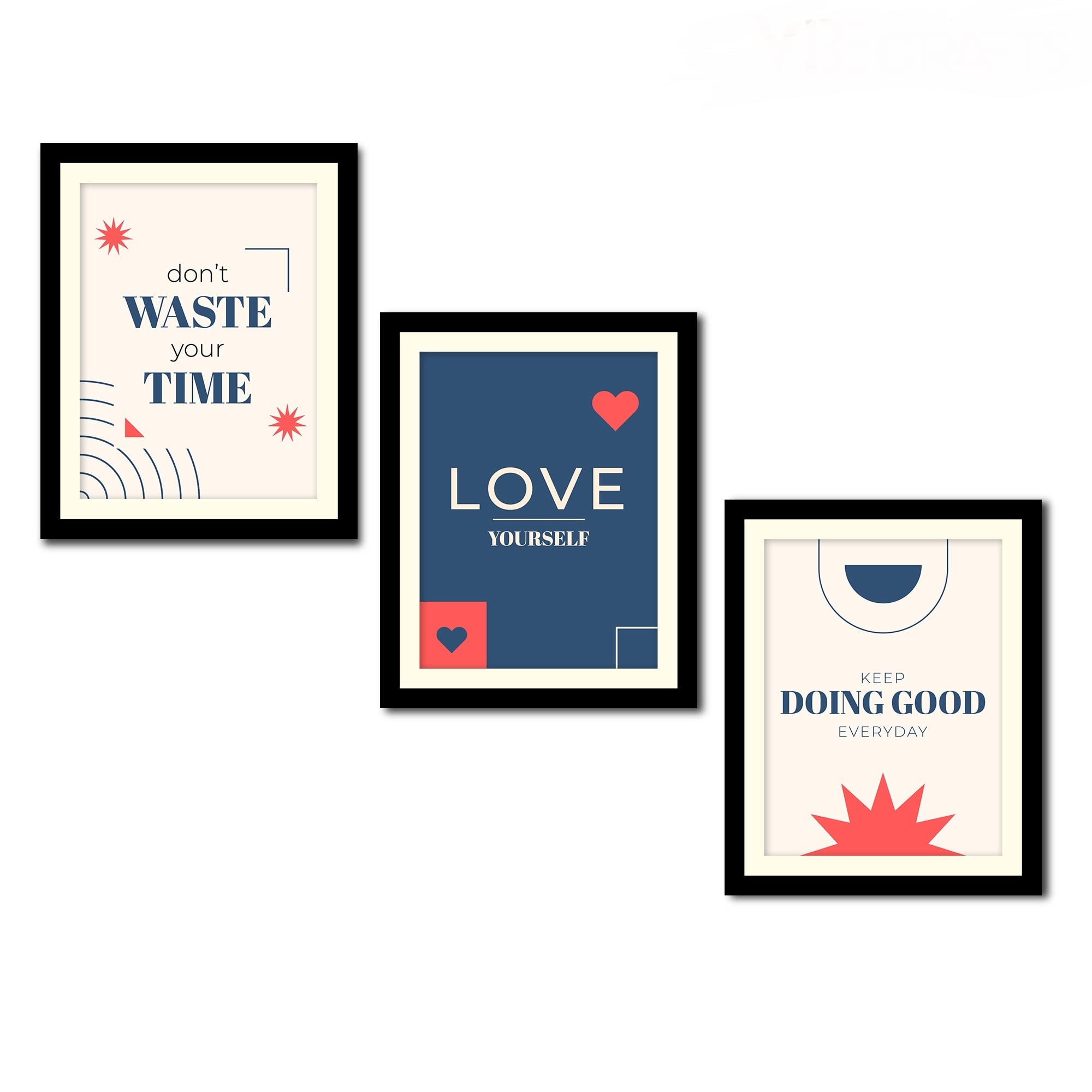 VIBECRAFTS Motivational Quotes Decorative Wall Frames Set of 3 For Office Digital Reprint Posters with Synthetic Wooden Frame Home, Gift Item (15 x 12 inch)(PFVC3Pcs4_1311)