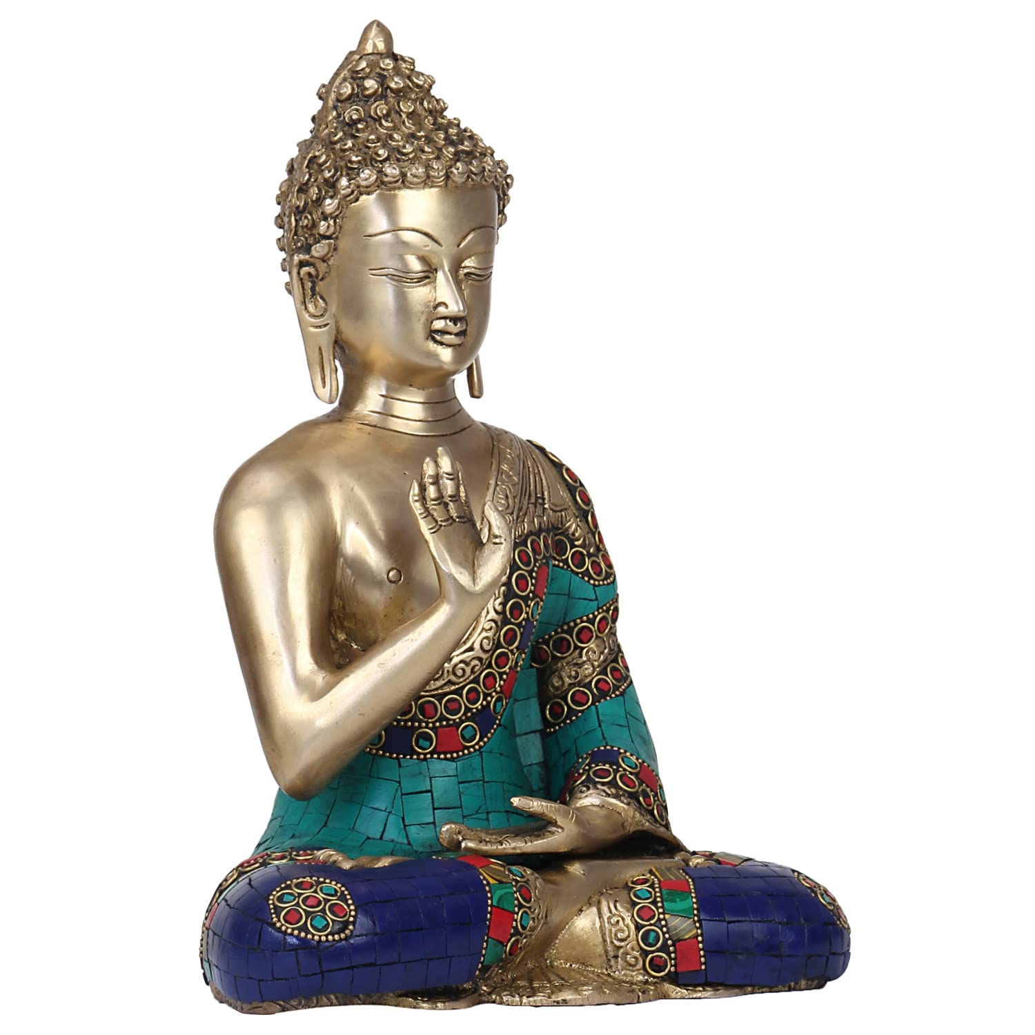 SVARUP Brass Gautam Buddha Idol Statue for Home Decoration Blessing Buddh Height 10 Inch Weight 3.7 Kg Color Multicolor