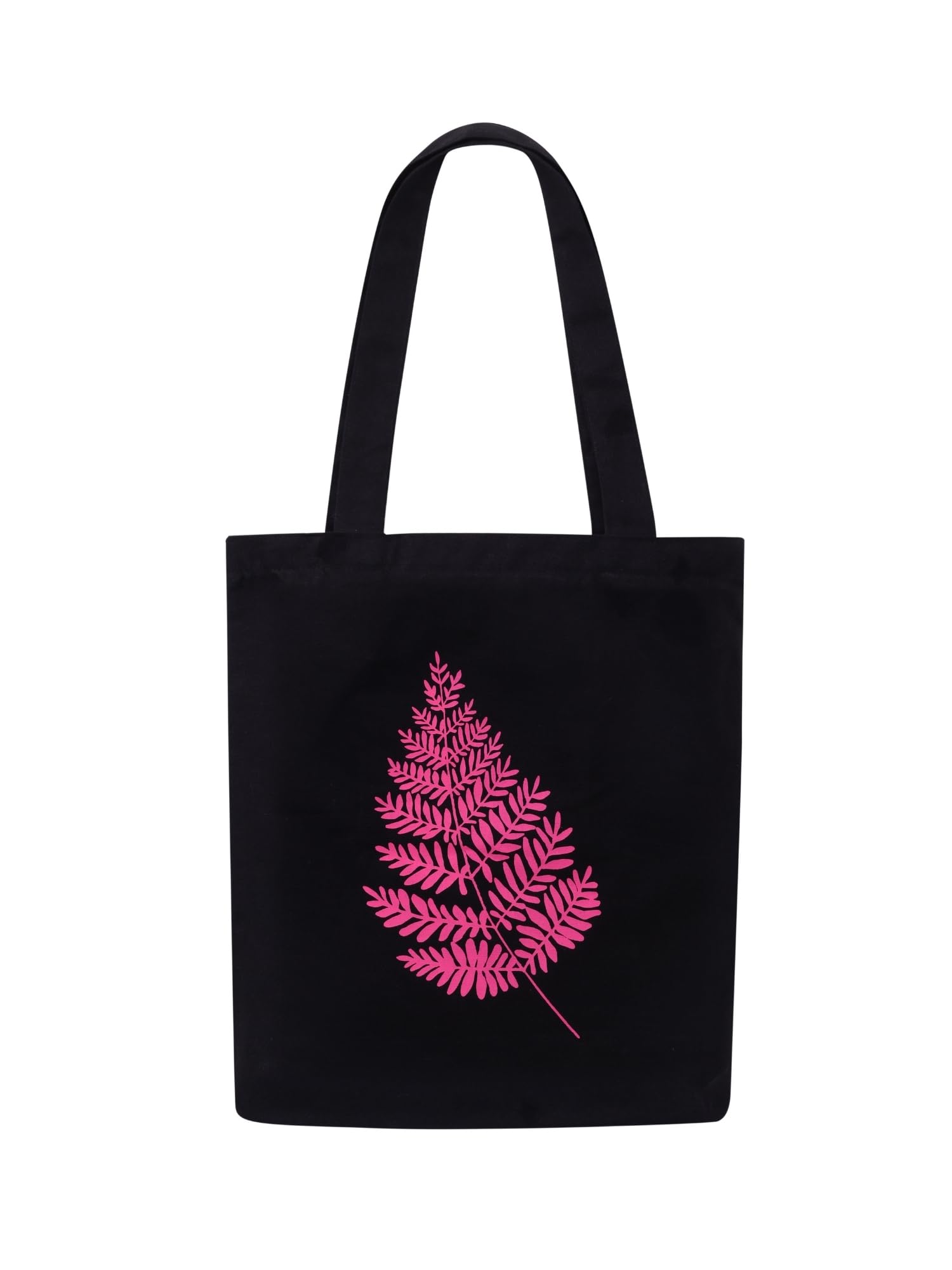 DOODLE Womens Eco-Friendly Reusable Cotton Canvas Tote Bag With Outer & Inner Zip Pocket |Travel, Shopping, College & Office Bag (Pink Fern)
