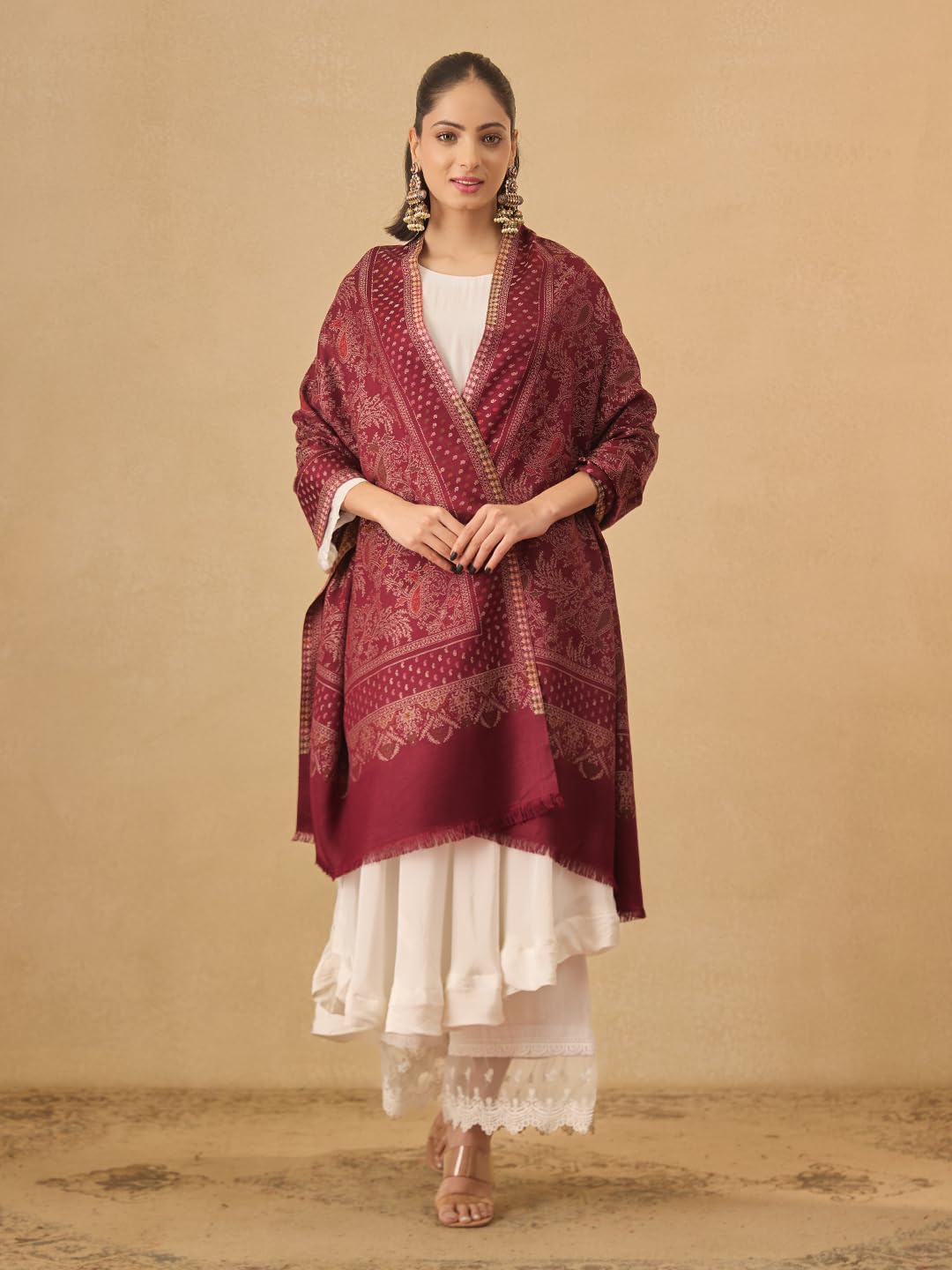 Pashmoda Women Paisley Harmony Kaani Wool Blend Stole (Size : 28x80in, 71X203cm) AVST10