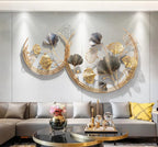 DSH CRAFTING YOUR CURIOSITY Dsh Metal Wall Decor Wall Art Sculpture Handcrafted Moon Cut Rings Flower Wall Art For Living Room (Size 45X24 Inch) (Multi)