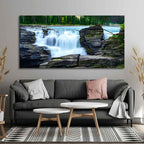 VIBECRAFTS Canvas Paintings for Living Room Drawing Room Panoramic Canvas Wall Painting of Amazing Waterfall View for Home|Office|Gift(PTVCH_2365NV)