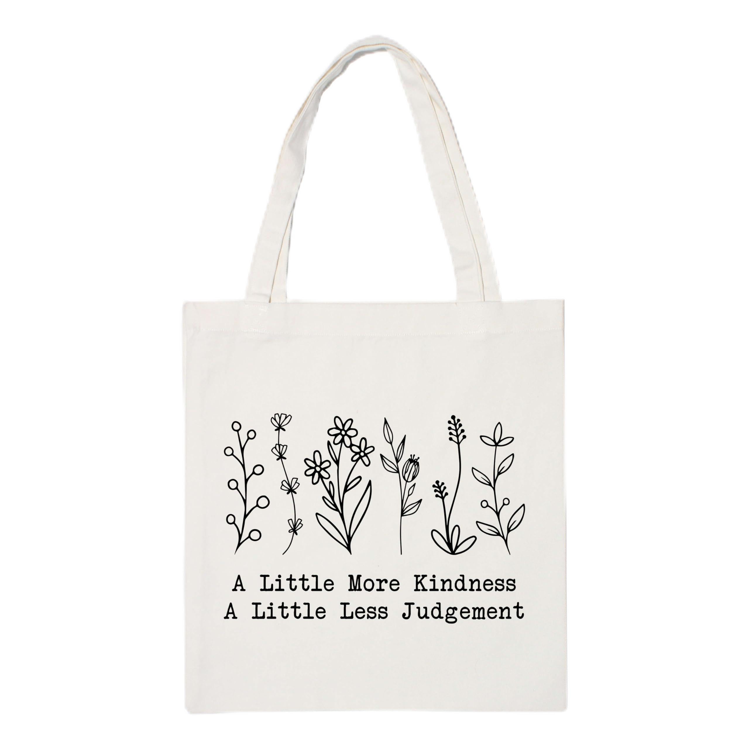 The Korhean Store A Little More Kindness Aesthetic Tote Bag for College, Travelling, Shopping, Office, Beach & Daily Use, Ecofriendly & Reusable, Premium Canvas Cotton