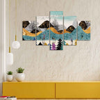 VIBECRAFTS Modern Art Forest Premium Wall Painting Five Pieces Set For Home|Office|Living Room|Gift (PTVC5Pcs1_5531)