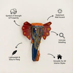 ATRANGI STUDIO Handpainted Wooden Elephant Wall Decor | Ethnic Wooden Wall Art | Symbol of Strength & Wisdom | Wall Hanging for Home, Corridor & Balcony | Ready to Hang | 11 Inch, Blue