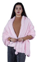 Diamond Craft faux fur woolen Warm Fancy Winter Scarf/Shawl/Dupatta/Hijab/Wrap/Scarves/StolesWrap for Women-Available in many color (PINK)