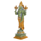ARTVARKO Brass Vishnu Idol Standing Narayanan with Sudarshan Chakra Idol for Home Décor Entrance Temple Mandir Diwali Gift Height 8 Inch