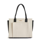 Fargo Amara Vegan Leather Tote Bag for Women | Laptop Compartment, RFID Pockets, YKK Zipper, Large Office Handbag | Shoulder Bag for College & Daily Use | Made in India (Ivory)