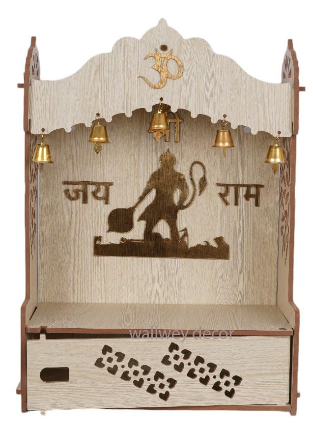 HOMEWEY DECOR Handcrafted Wooden Home Temple for Wall Mount | Premium Pooja Mandir with Strong Support for Heavy Idols | Luxurious Finish Wooden Mandir for Home, Office & Prayer Room (Style 3)