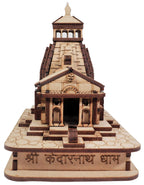 A&S Ventures Beautiful Wooden Miniature Off-White Shri Kedarnath Temple | Handcrafted Wooden Temple of Lord Shiva for Car Dashboard, Temple, Home Decor, Gifting