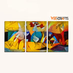 VIBECRAFTS 3 Pieces Abstract Modern Art Canvas Wall Painting Fitted With Wooden Frame For Home | Office | Living Room | Gifts(PTVC3Pcs3_11520)