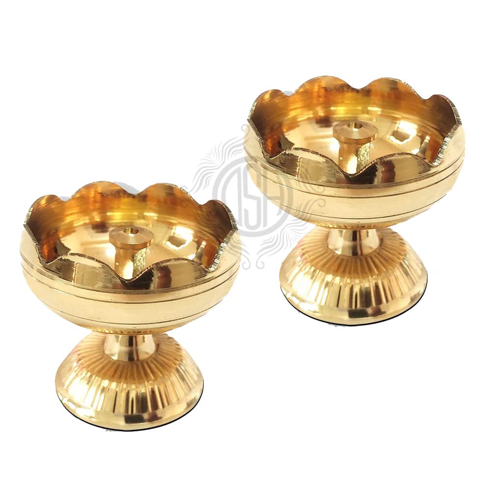 Brass Diya Pure Brass Traditional Oil Puja Lamp for Temple, Mandir, Festival Decoration, Home Decor & Diwali Gift