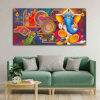 VIBECRAFTS Canvas Paintings for Living Room Drawing Room Spiritual Ganesha Canvas Wall Painting for Home|Office|Gift(PTVCH_2369NV)