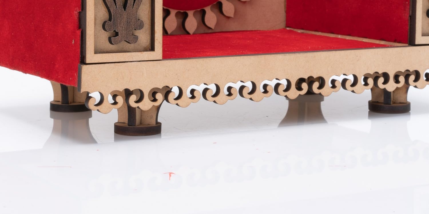 GREECHO Wooden Singhasan Pooja Stand Mandir Art and Craft MDF Plywood Handmade Sinhasan Pooja Mandir, Jhula Stand Throne for Krishna, Ganesha (Singhasan 01)