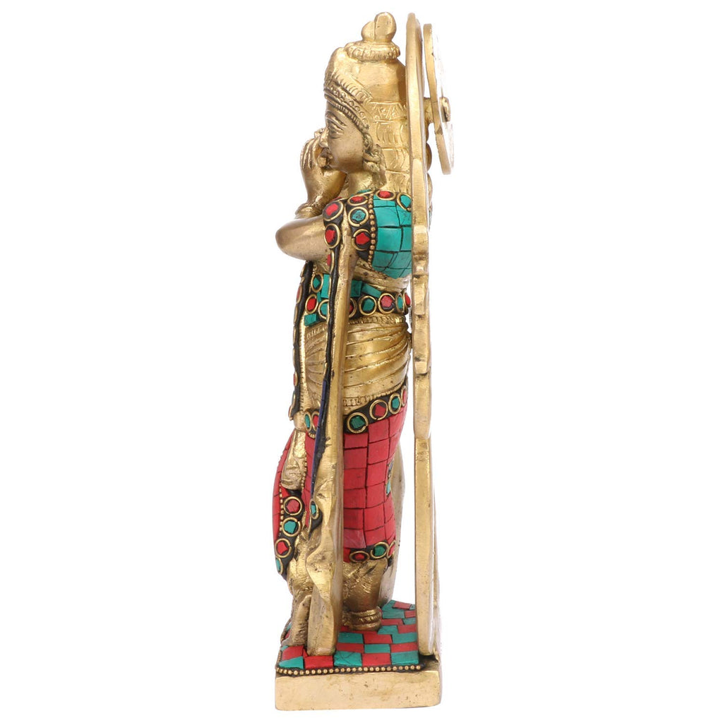 SVARUP Brass Krishna Murti in Multicolor Heigh 8.5-Inch