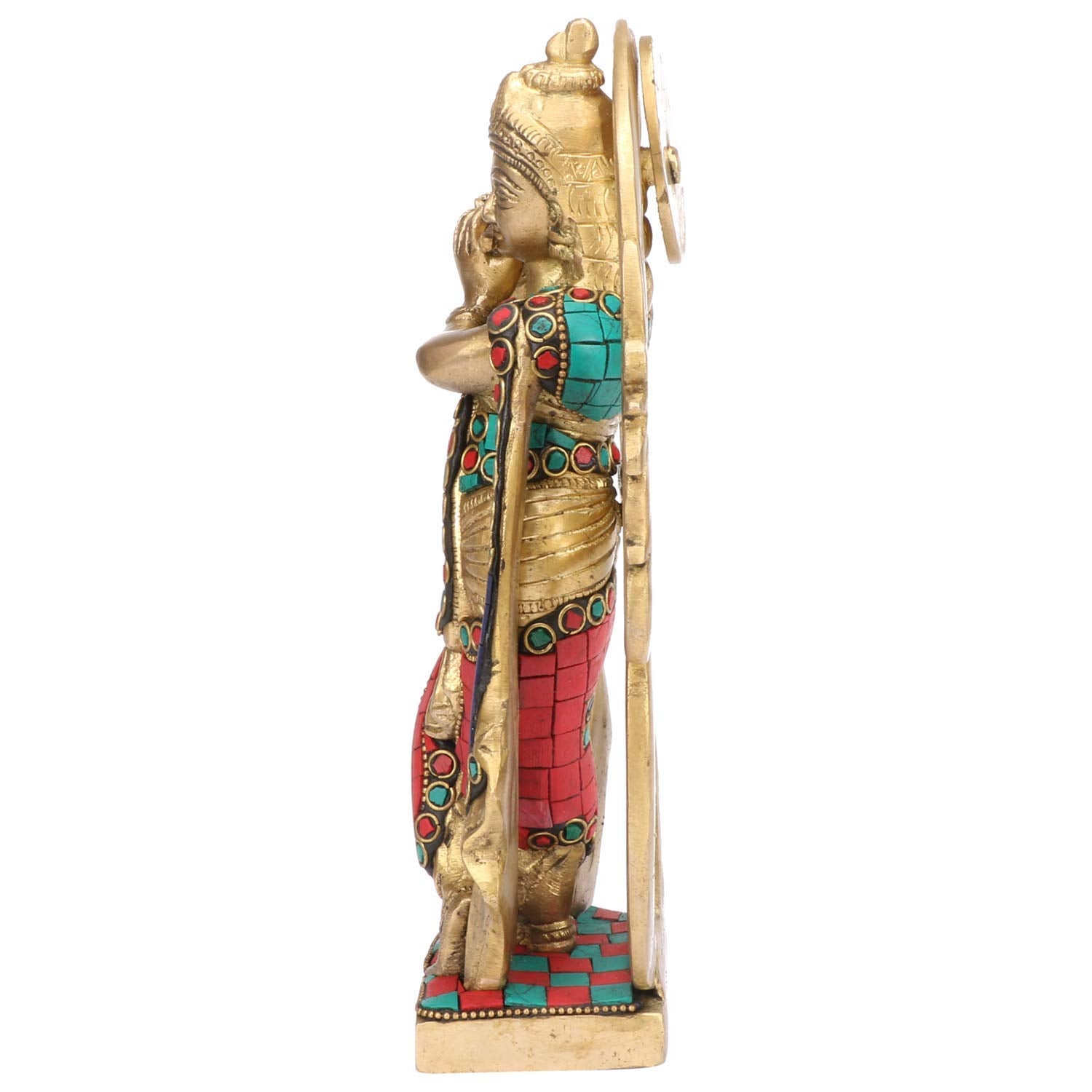 SVARUP Brass Krishna Murti in Multicolor Heigh 8.5-Inch