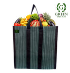 GREEN DECOR Waterproof Cotton Canvas Super Strong Heavy Duty Reusable Milk Bag/Shopping/Grocery/Vegetable Bag with Reinforced Handles & Thick Bottom for Strength (Green,15X10X14 Inch) Pack of 2