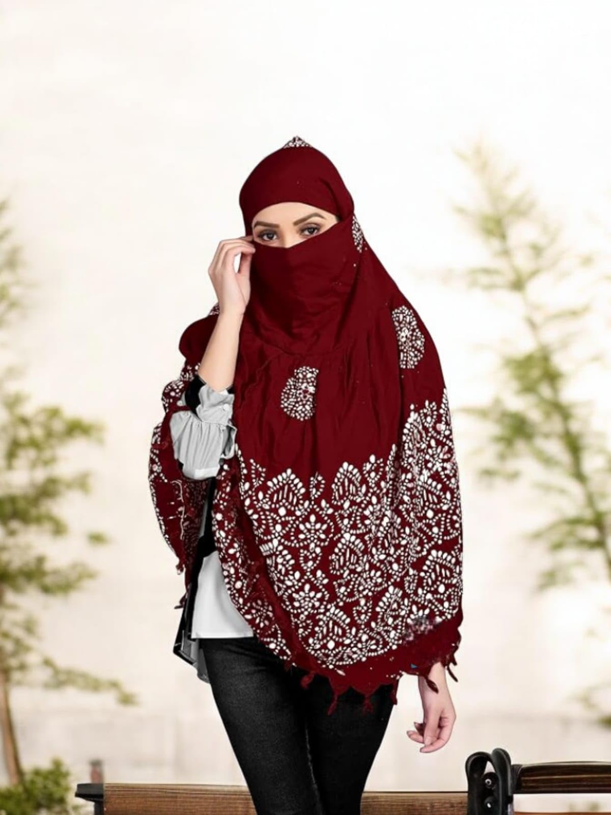 VASTTRAM Women's Pure Cotton Long Scarves Scarf Cum Mask Usable For Driver Anti Pollution Full Face Cover With UV Sun Rays Protection For Female, Maroon