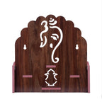 Lakhaji Wooden Wall Mounted Hanging Puja Temple Wood God Stand for Pooja Room (Black)