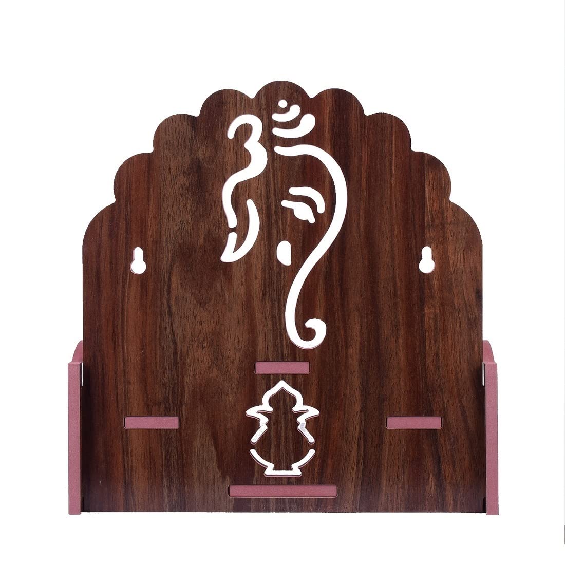 Lakhaji Wooden Wall Mounted Hanging Puja Temple Wood God Stand for Pooja Room (Black)