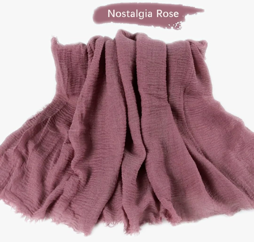IBA ISBA COLLECTIONS Women's Crinkle Cotton Female Scarf, Stoles, Hijab (80 x 190 Cms) (Nostalgia Rose), Multicolor