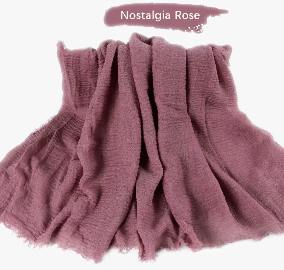 IBA ISBA COLLECTIONS Women's Crinkle Cotton Female Scarf, Stoles, Hijab (80 x 190 Cms) (Nostalgia Rose), Multicolor
