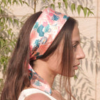 Hair Drama Co. Abstarct Floral Print Bandana Head Scarf for Women | Silk Satin Head Wrap Bandana Scarves | Boho Style Statement Headband Stylish Design | All Day Wear Scarves | Hair Scarf Accessories