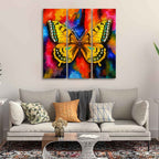 VIBECRAFTS 3 Pieces Beautiful Butterfly Canvas Wall Painting Fitted With Wooden Frame For Home | Office | Living Room | Gifts (PTVC3Pcs1_9519)