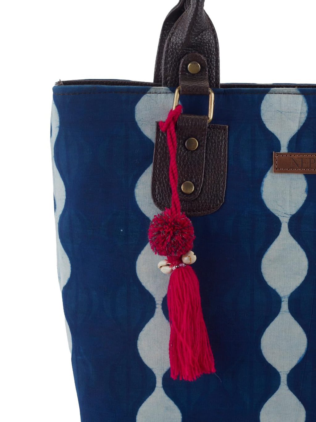 NEPRI Office Pouch Tote Bag | Stylish Set of 2 Tote Bags for Women| Vegan Leather & Handblock Printed Fabric Handbag with Double Handle Shoulder Strap| Daily & Travel Use | WPT-006-19