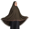 ICW Women Stretchable Jersey Jilbab Cum Prayer Khimar Hijab (Free Size) 42 Inch (Brown), (Female)
