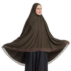 ICW Women Stretchable Jersey Jilbab Cum Prayer Khimar Hijab (Free Size) 42 Inch (Brown), (Female)