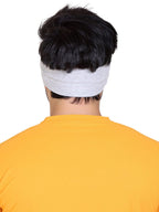 Gajraj Wide, Moisture Wicking and Non-Slip Exercise Workout Cotton Headband for Men and Women (Pack of 2) (Black-Light Grey)