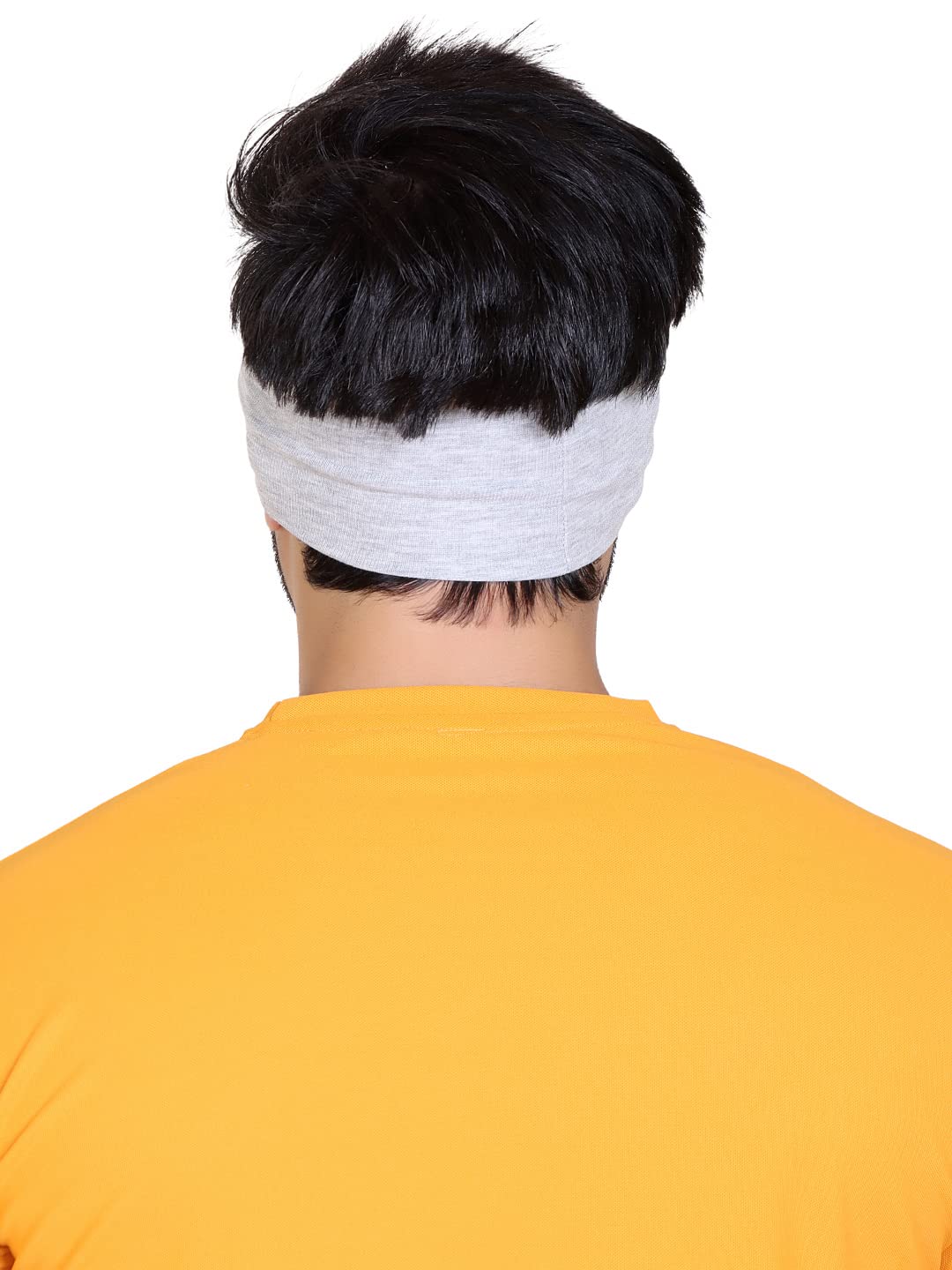 Gajraj Wide, Moisture Wicking and Non-Slip Exercise Workout Cotton Headband for Men and Women (Pack of 2) (Black-Light Grey)