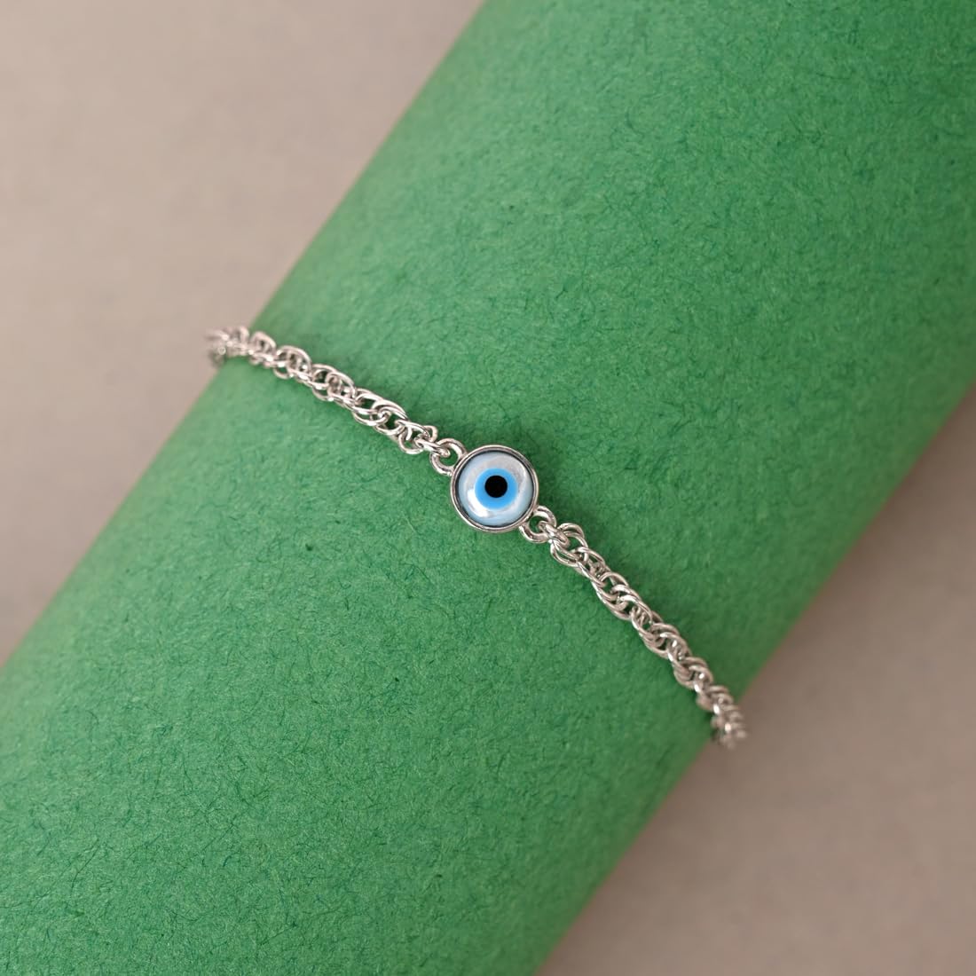 Clara 925 Silver Evil Eye Chain Adjustable Bracelet Gift for Women & Girls