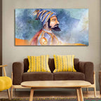 VIBECRAFTS Canvas Paintings for Living Room Drawing Room Chhatrapati Shivaji Maharaj Canvas Wall Painting Fitted With Wooden Frame For Home | Office | Living Room | Gifts (PTVCH_2501)