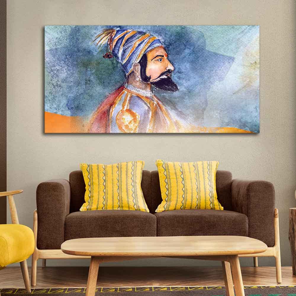 VIBECRAFTS Canvas Paintings for Living Room Drawing Room Chhatrapati Shivaji Maharaj Canvas Wall Painting Fitted With Wooden Frame For Home | Office | Living Room | Gifts (PTVCH_2501)