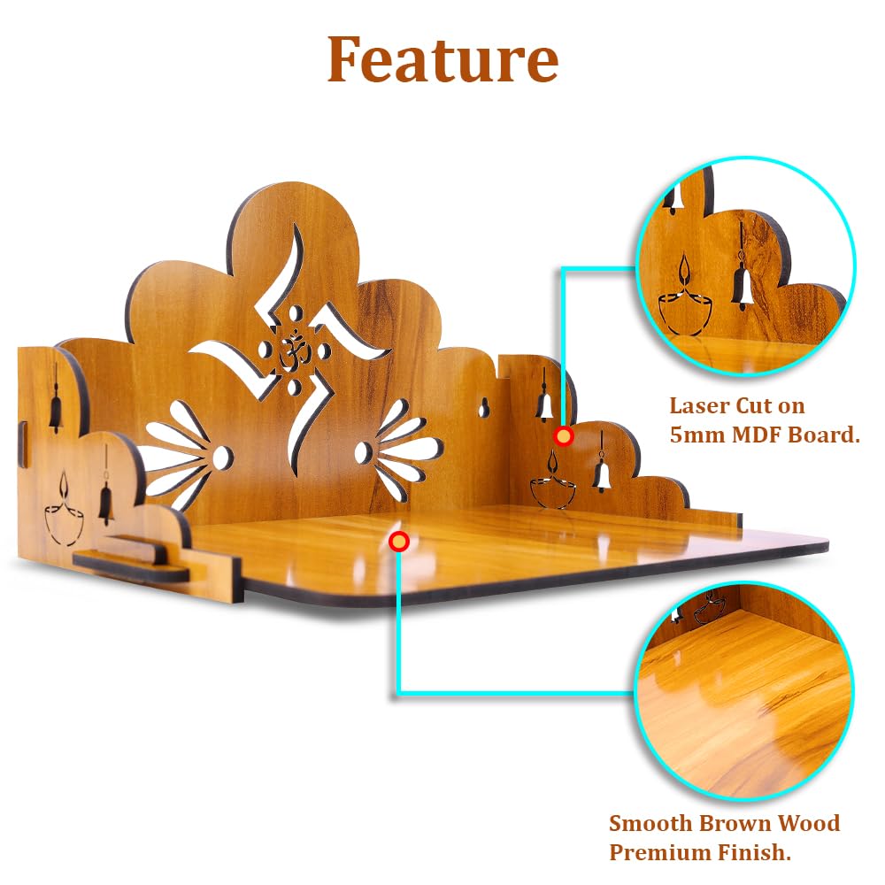 Sehaz Artworks Puja Mandir for Home | Pooja Mandir for Home Wall Mounted | Wooden Temple | Pooja Stand | Devghar