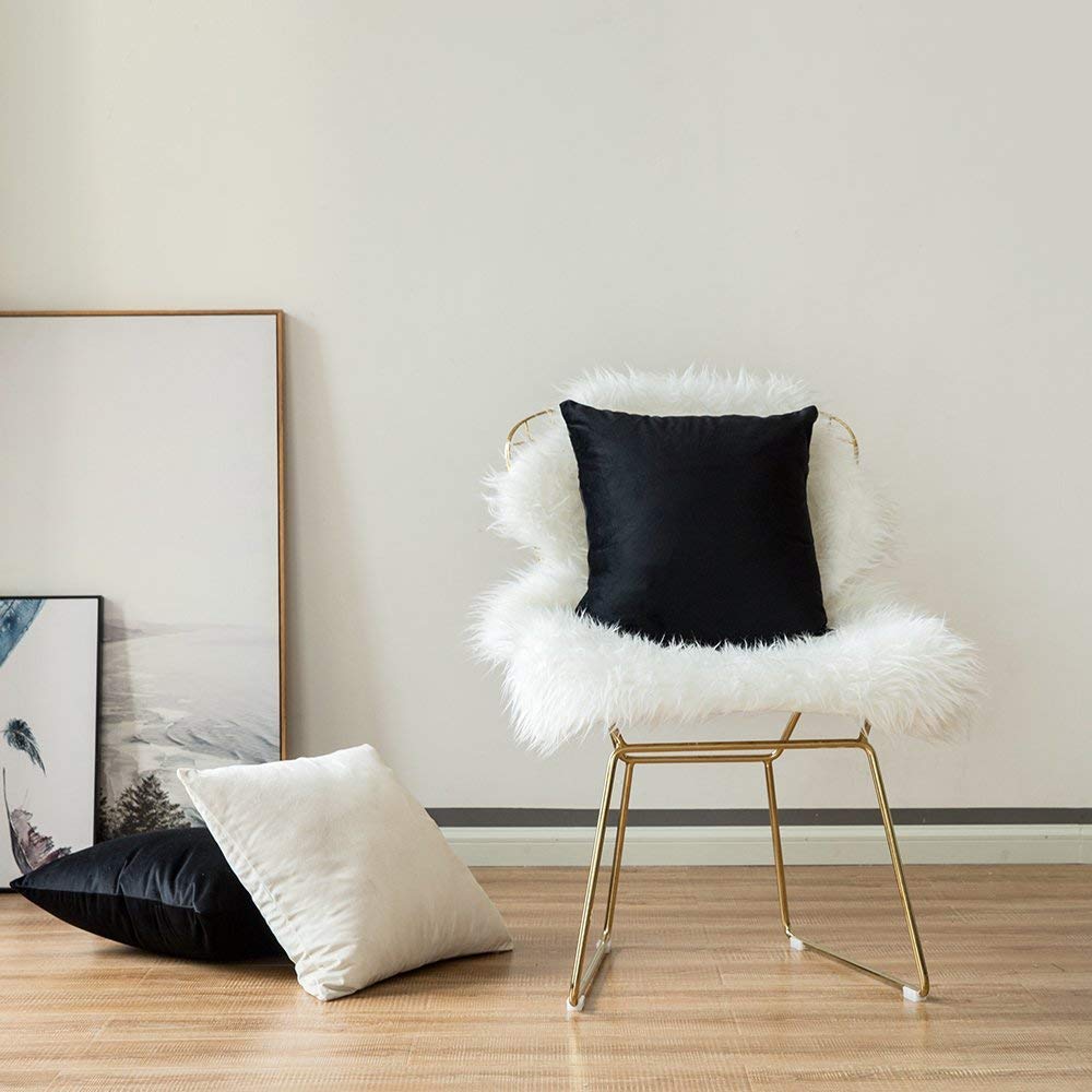 Khooti Velvet Cushion Cover, 26x26 (Black)(Pack of 5)