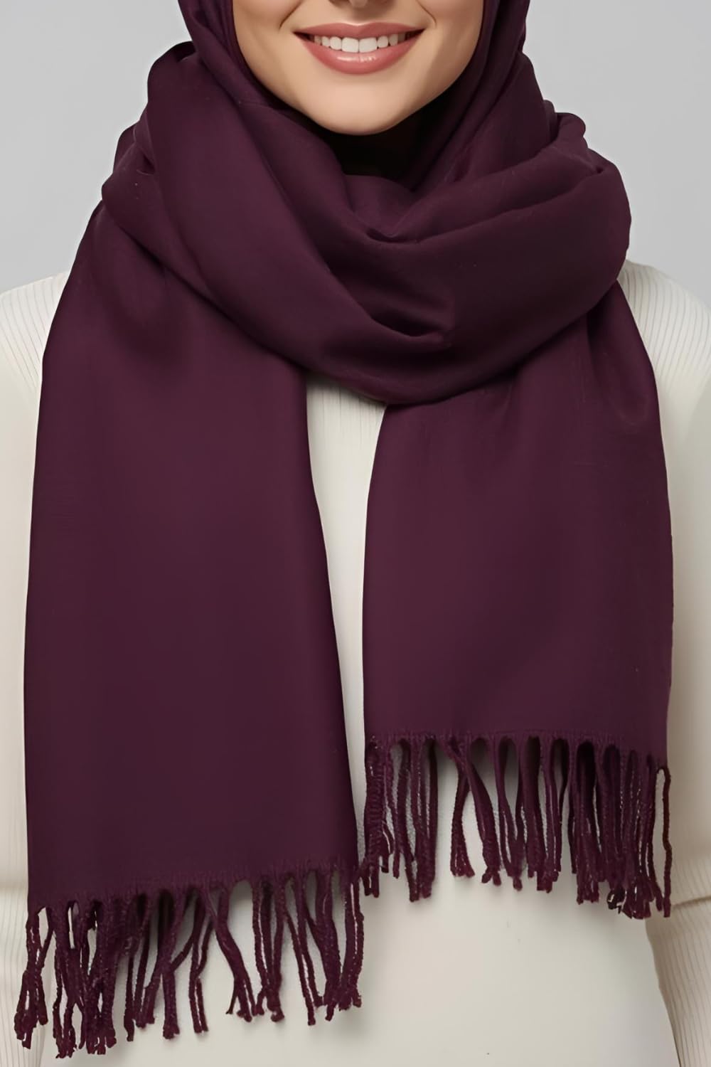 FM Trends Stylish Plain Scarf for Women & Girls | Solid Color Stole, Dupatta, Shawl | Elegant Ladies Accessory (Dark Purple, 1.8 meters)