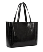 CRAFTSMAN HAVEN Spacious Tote Bag For Womens Handbag Ladies Purses, With Zip Closure Shining Synthetic Leather | Spacious (black)