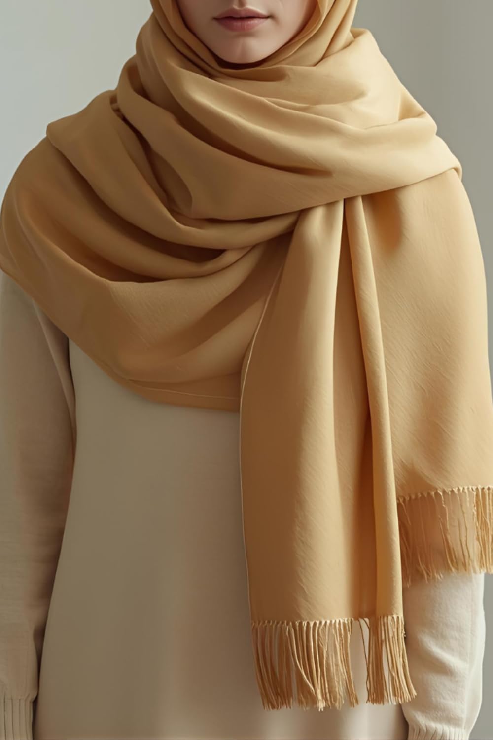 FM Trends Stylish Plain Scarf for Women & Girls | Solid Color Stole, Dupatta, Shawl | Elegant Ladies Accessory (Gold, 1.8 meters)