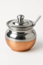 Tekzie Stainless Steel Ghee Pot with Spoon | Copper Bottom Oil & Ghee Container | Leak-Proof Ghee Storage Box with Lid | 150 ml – Pack of 2
